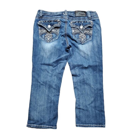 Grace In LA Womens Bootcut Jeans Blue Denim Embellished Pockets Size 11/29 - Picture 2 of 13